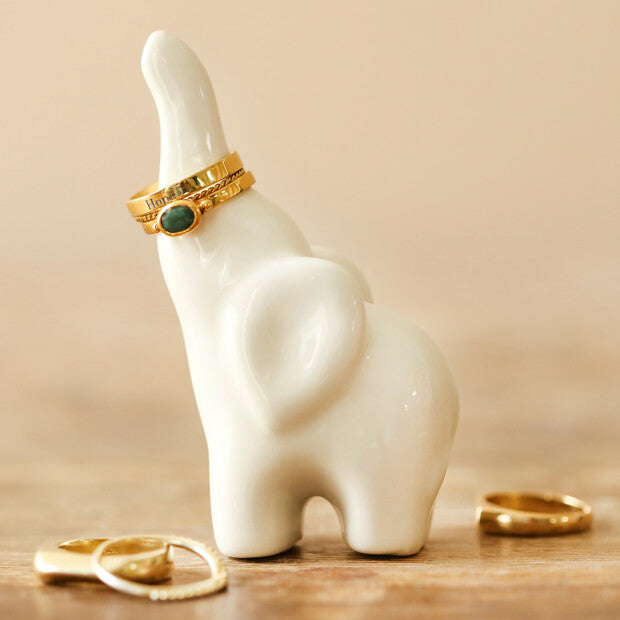 Elephant Ring Holder - White - Penny Rose Home and Gifts